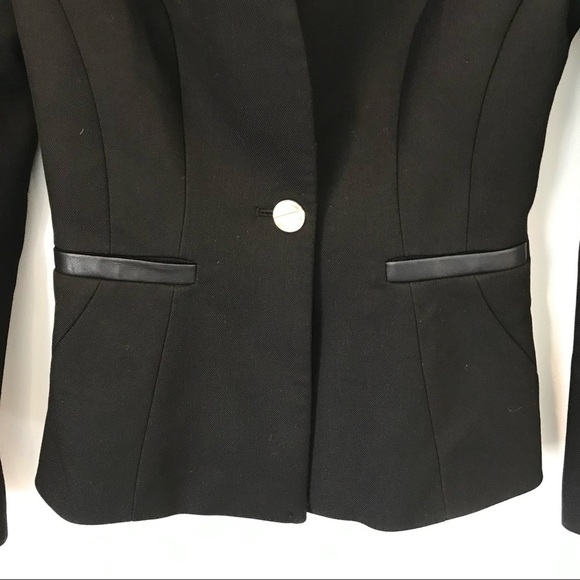 Ted Baker 0 Nomelli Leather Trim Black Blazer - Picture 5 of 8